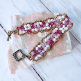 Bracelet Dentelle rose blanc doré – Collection Dentelle