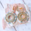 Boucles d'oreilles créoles Pétale bleues dorées