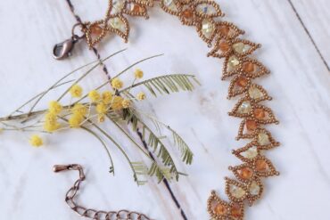 Bracelet Feuille orange jaune bronze