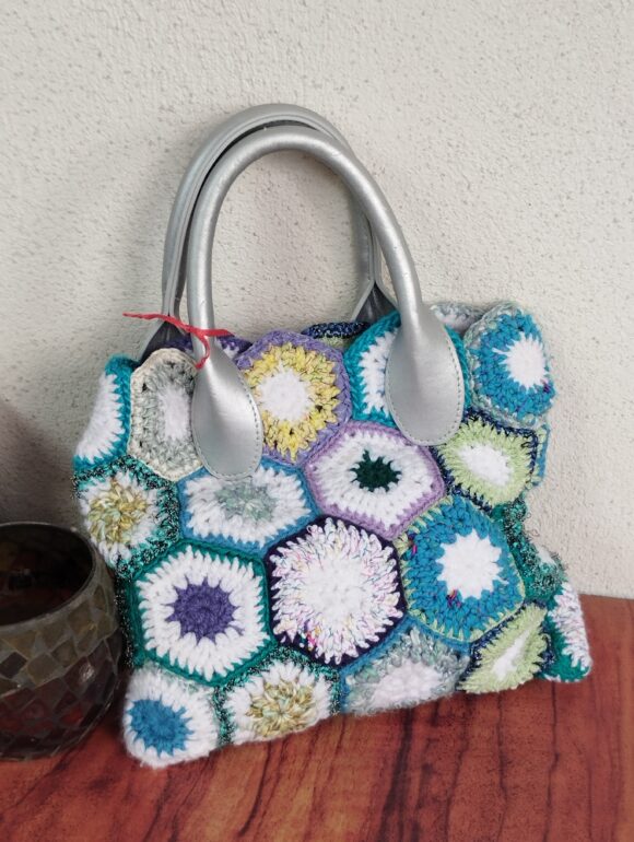 Sac fleuri bleu jaune
