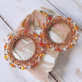 Boucles d'oreilles créoles oranges bronzes collection Galaxy
