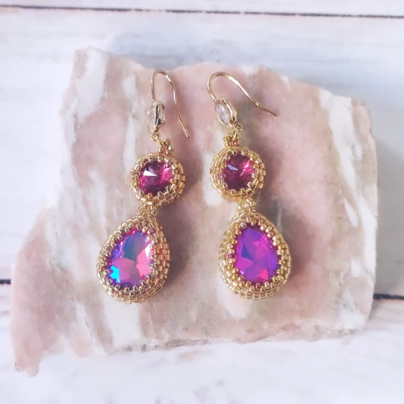 Boucles d'oreilles rose doré Gem