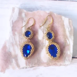 Boucles d'oreilles bleues dorées Gem