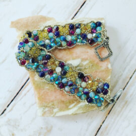 Bracelet bleu jaune argenté collection Dentelle