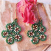 Boucles d'oreilles Fleur vertes marrons