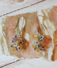 Boucles d'oreilles Pétale violettes jaunes