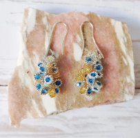 Boucles d'oreilles Pétale bleues jaunes