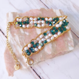 Bracelet bleu jaune argenté collection Dentelle