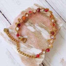 Bracelet orange rouge doré Galaxy