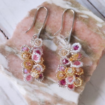 Boucles d'oreilles Pétale fuchsias jaunes