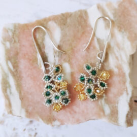 Boucles d'oreilles Pétale vertes bleues jaunes