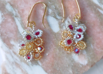 Boucles d'oreilles Pétale rouges jaunes