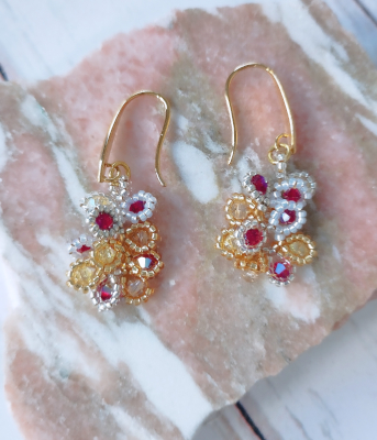 Boucles d'oreilles Pétale rouges jaunes