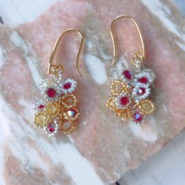 Boucles d'oreilles Pétale rouges jaunes