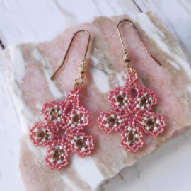 Boucles d'oreilles Fleur orange rouge