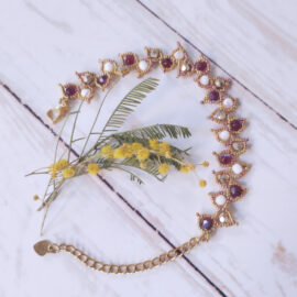 Bracelet Feuille rouge doré