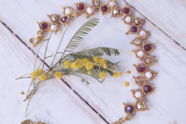 Bracelet Feuille rouge doré – Collection Nature