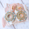 Boucles d'oreilles créoles Pétale bleues dorées