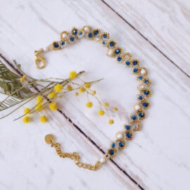 Bracelet Pétale bleu doré