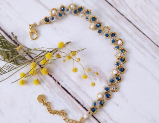 Bracelet Pétale bleu doré