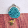 Porte monnaie vert rose raphia