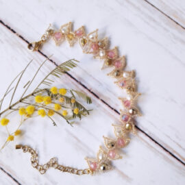 Bracelet Feuille rose doré