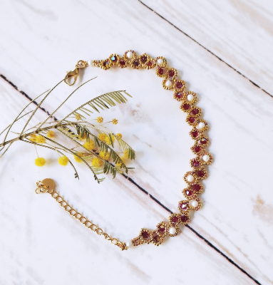 Bracelet Pétale rouge nacré doré