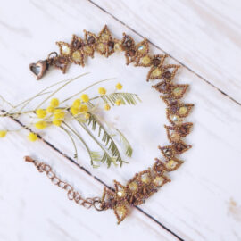 Bracelet Feuille marron jaune bronze
