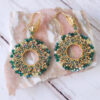 Boucles d'oreilles créoles Pétale vertes dorées