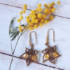 Boucles d’oreilles Feuille marrons jaunes bronzes