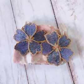 Boucles d’Oreilles Flora - Fleur Violettes Dorées Collection Nature