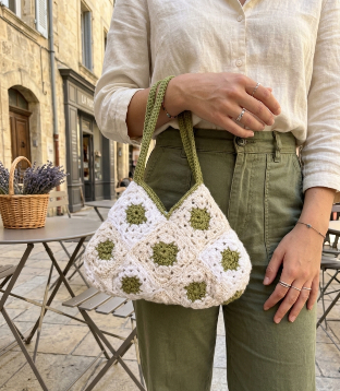 Sac pochette blanc crème vert – Image 4