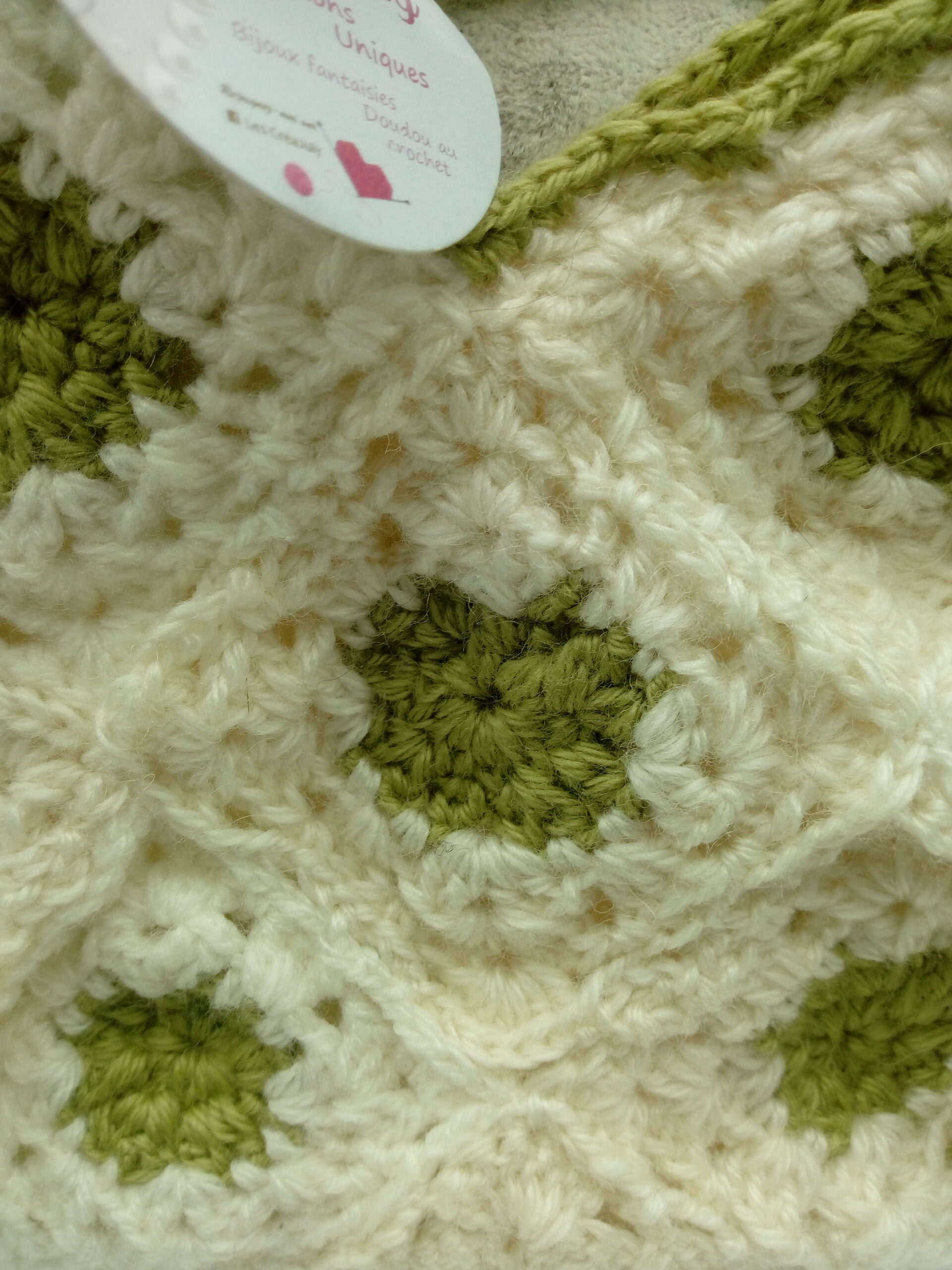 Sac pochette blanc crème vert – Image 3