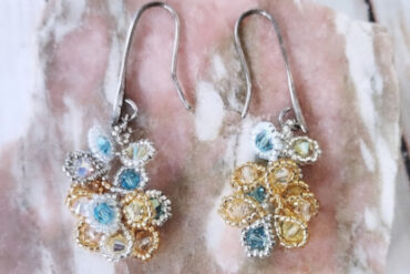 Boucles d'oreilles bleues jaunes Pétale collection nature