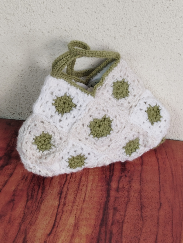 Sac pochette blanc crème vert