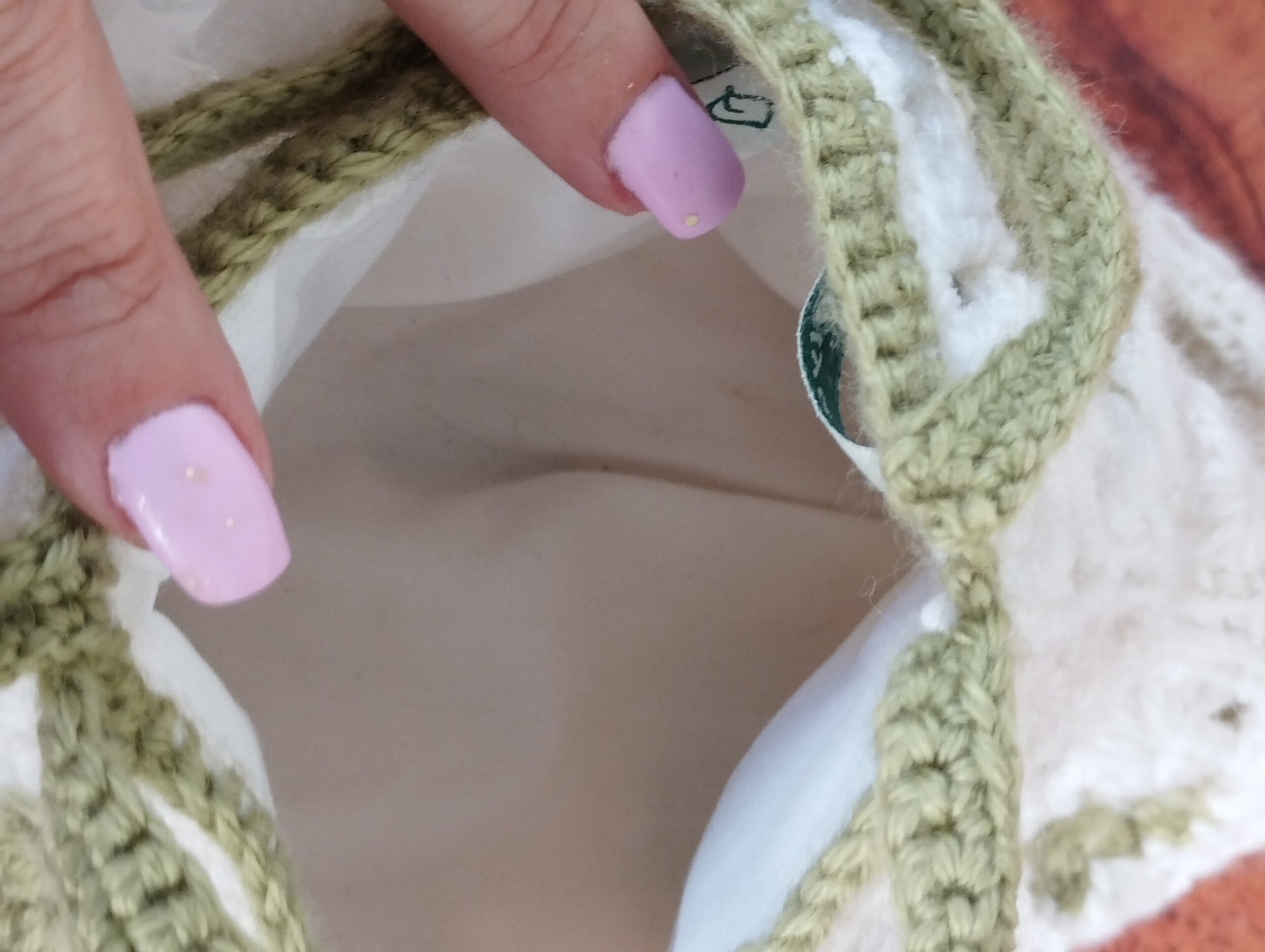 Sac pochette blanc crème vert – Image 2