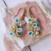 Boucles d’oreilles vertes bleues jaunes Pétale collection nature