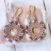 Boucles d'oreilles créoles violettes dorées Pétale - Collection nature
