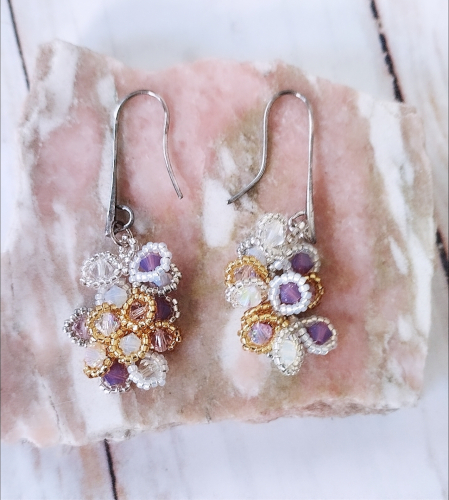 Boucles d'oreilles mauves jaunes Pétale - Collection nature