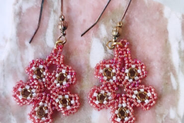 Boucles d'oreilles Fleur orange rouge – Collection Nature