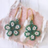Boucles d'oreilles vertes blanches Fleur - Collection Nature
