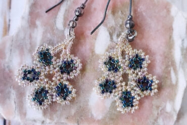 Boucles d'oreilles bleues argentées Fleur - Collection Nature
