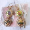 Boucles d'oreilles vertes jaunes dorées Soleil - Collection Nature