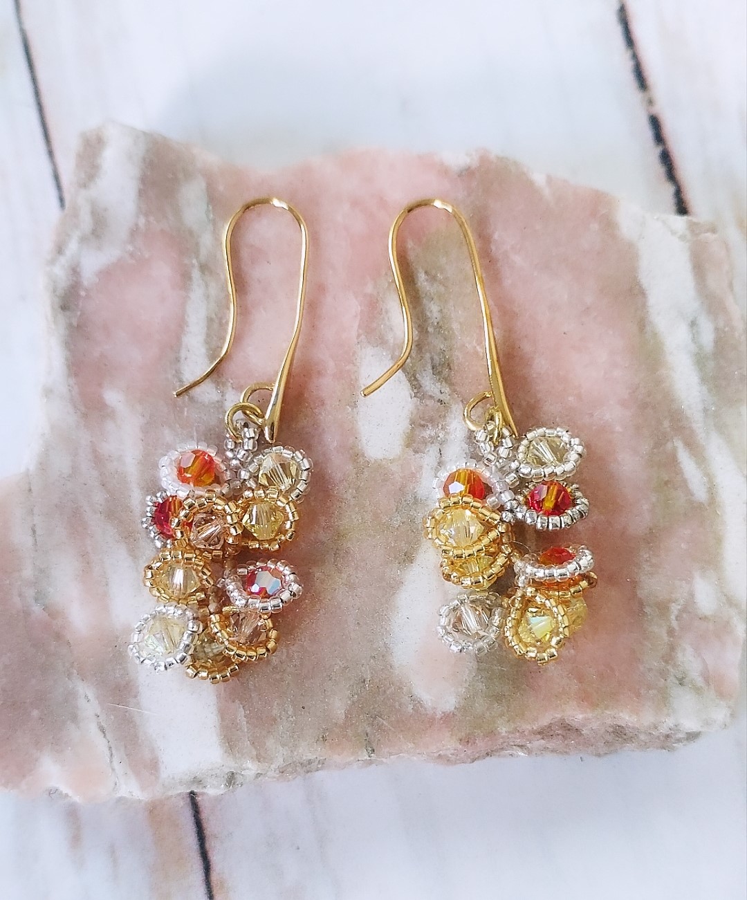 Boucles d'oreilles oranges jaunes Pétale collection Nature