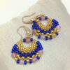 Boucles d'oreilles bleues dorées Panier