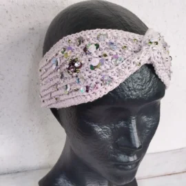 Bandeau cheveux mauve à sequins et paillettes