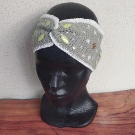 Bandeau cheveux vert blanc à sequins et paillettes