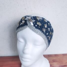 Bandeau cheveux bleu nuit doré à sequins et paillettes