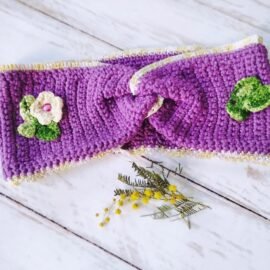 Bandeau cheveux violet fleuri