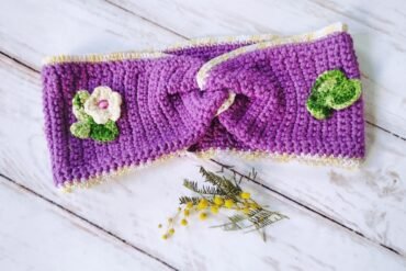 Bandeau cheveux violet fleuri